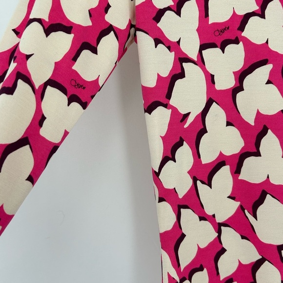 Diane Von Furstenburg Women’s Size 2 Pink and White Dress V Neck Silk - Picture 11 of 15